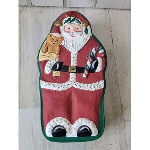 Vintage Santa Claus cardboard box teddy bear candy cane xmas home decor